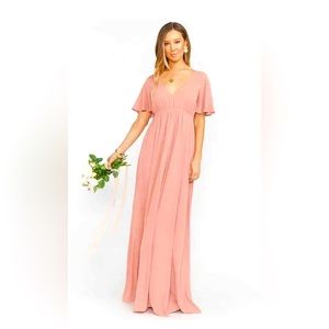 Show Me Your Mumu Emily Empire Waist Flowy Maxi Dress in Mauve Crisp Size Medium